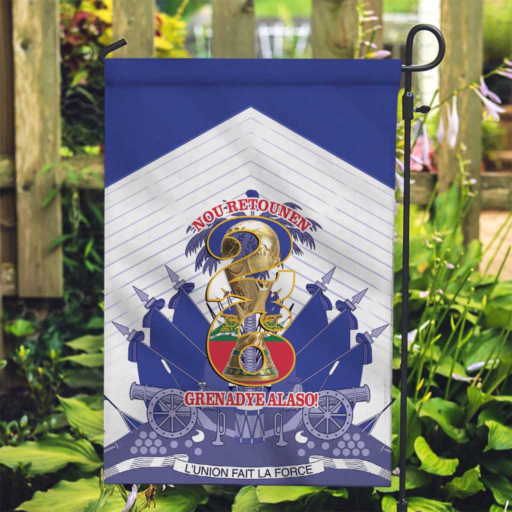 Les Grenadiers Haiti Football Garden Flag 2026 Nou Retounen White Version - Wonder Print Shop