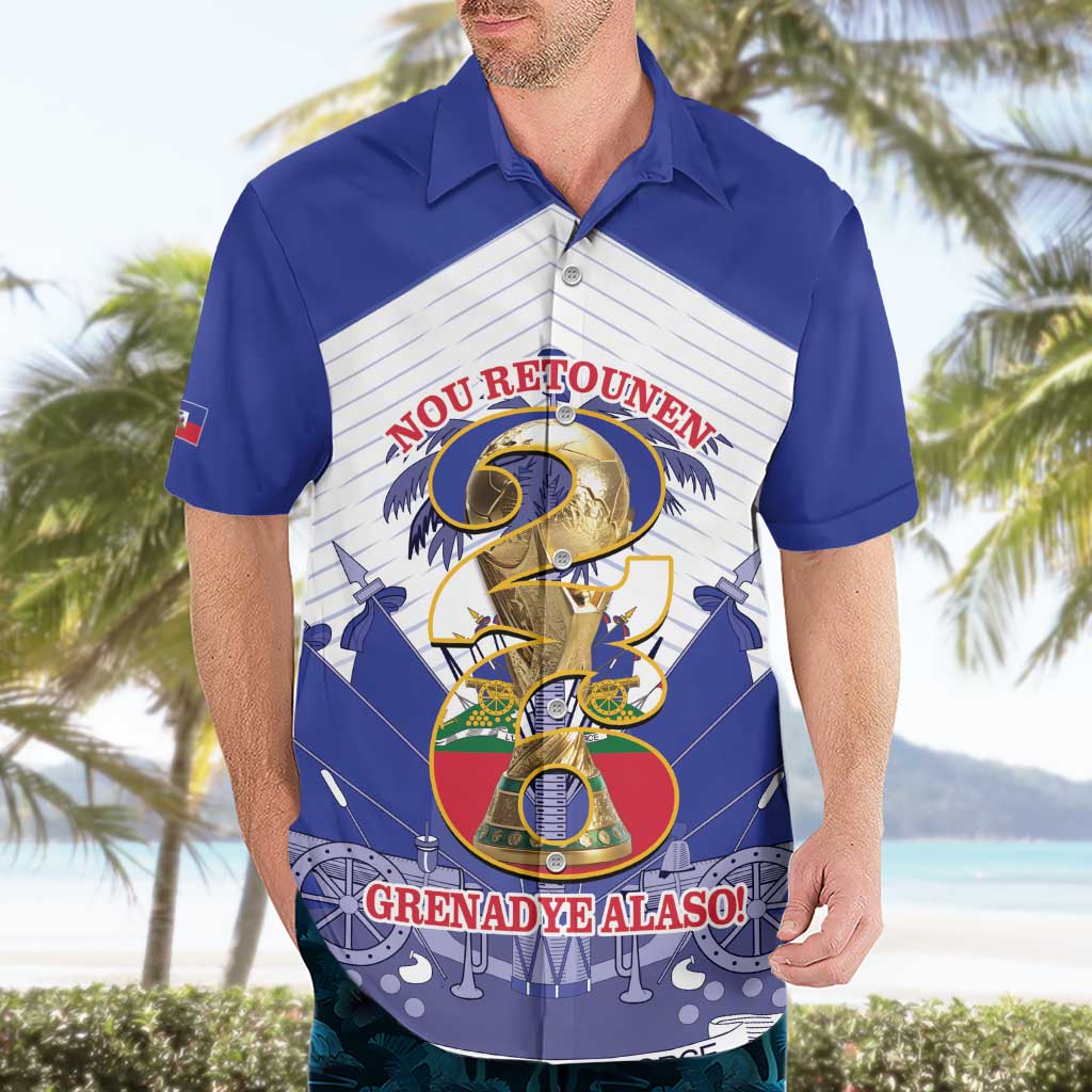 Personalized Les Grenadiers Haiti Football Hawaiian Shirt 2026 Nou Retounen White Version - Wonder Print Shop