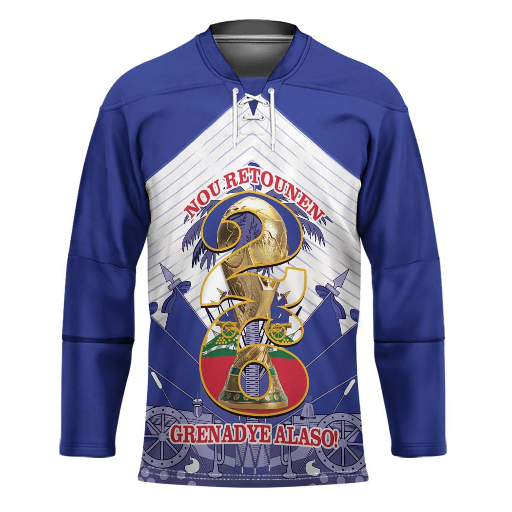 Personalized Les Grenadiers Haiti Football Hockey Jersey 2026 Nou Retounen White Version - Wonder Print Shop