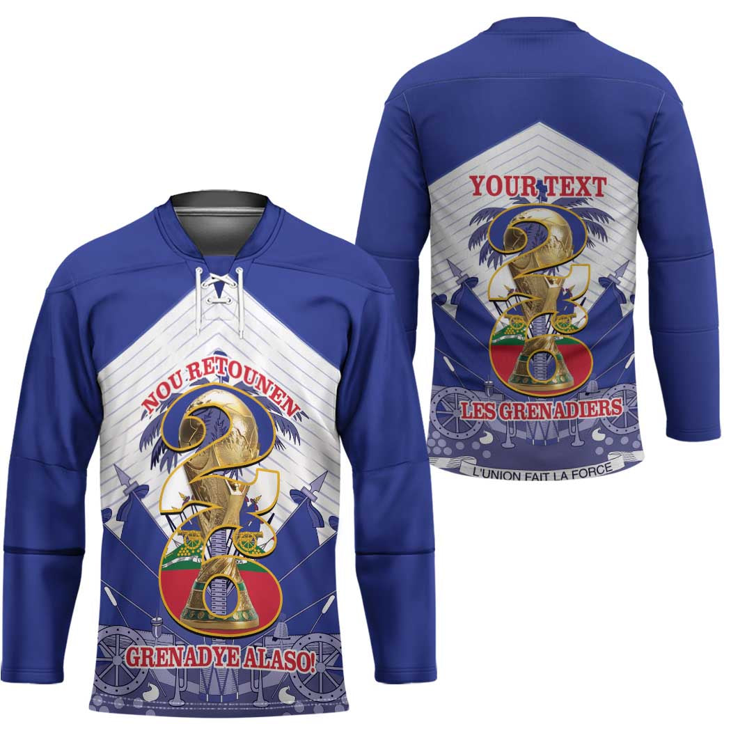 Personalized Les Grenadiers Haiti Football Hockey Jersey 2026 Nou Retounen White Version - Wonder Print Shop