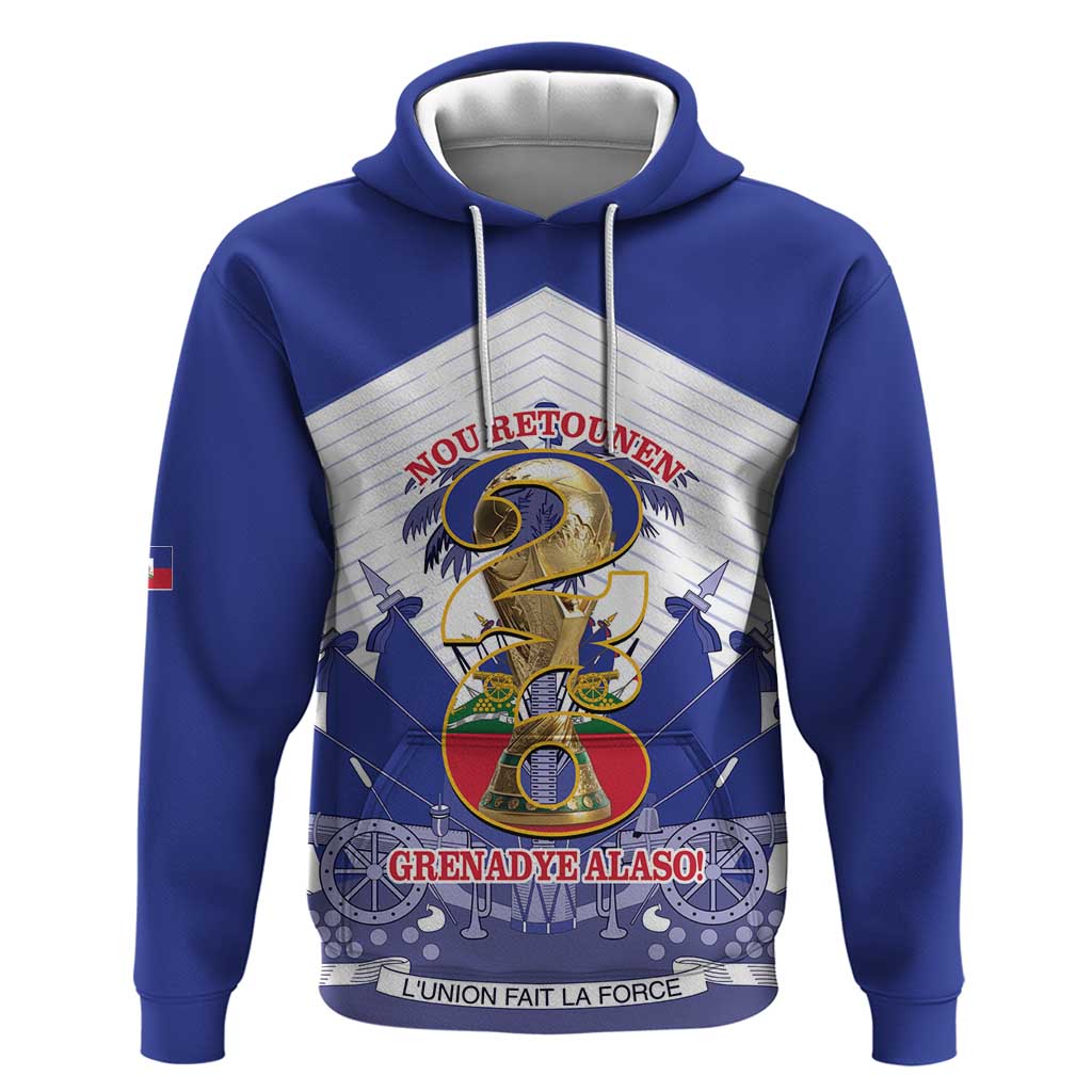 Personalized Les Grenadiers Haiti Football Hoodie 2026 Nou Retounen White Version - Wonder Print Shop
