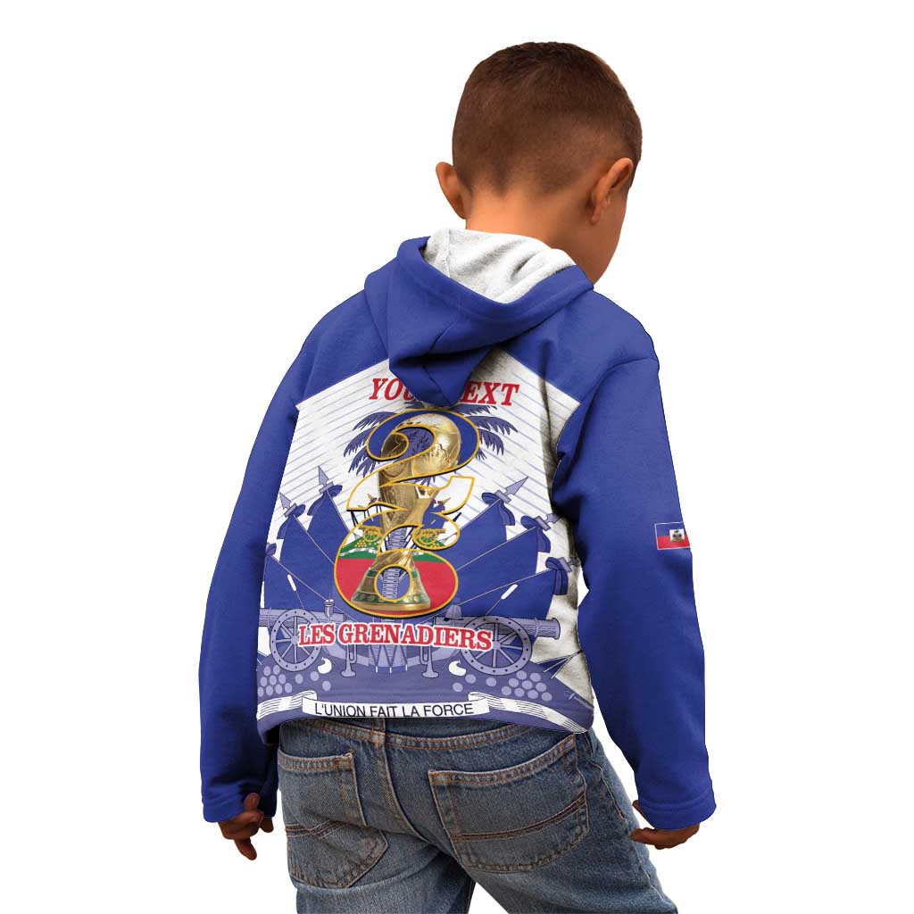 Personalized Les Grenadiers Haiti Football Kid Hoodie 2026 Nou Retounen White Version - Wonder Print Shop