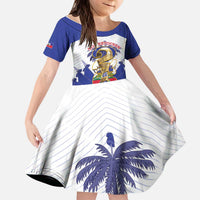 Personalized Les Grenadiers Haiti Football Kid Short Sleeve Dress 2026 Nou Retounen White Version - Wonder Print Shop
