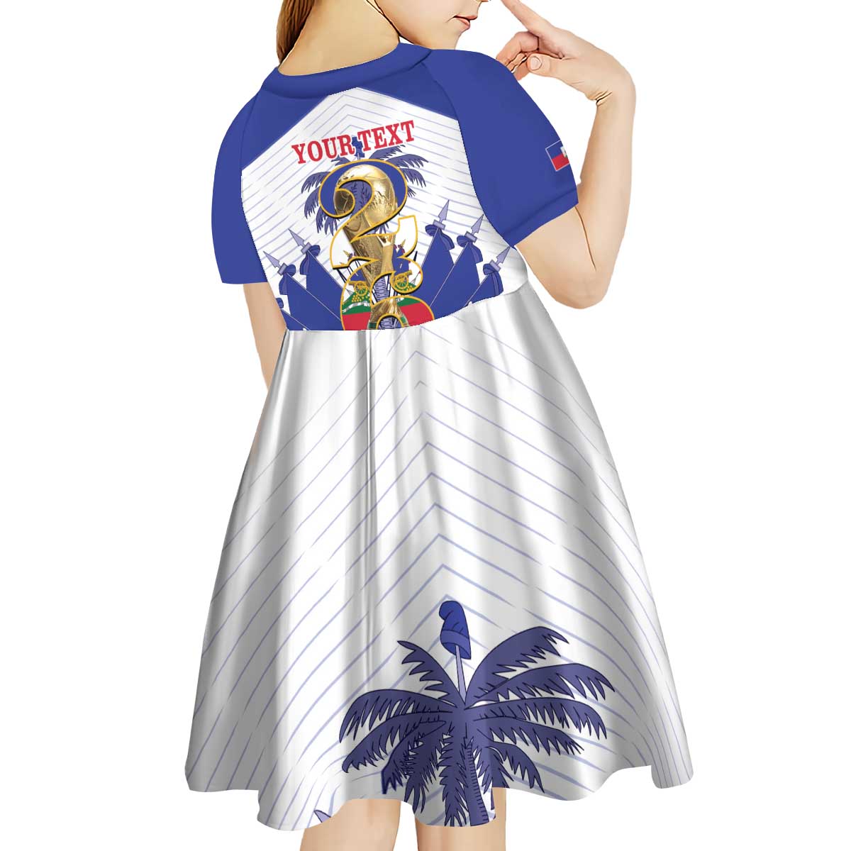 Personalized Les Grenadiers Haiti Football Kid Short Sleeve Dress 2026 Nou Retounen White Version - Wonder Print Shop