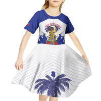 Personalized Les Grenadiers Haiti Football Kid Short Sleeve Dress 2026 Nou Retounen White Version - Wonder Print Shop