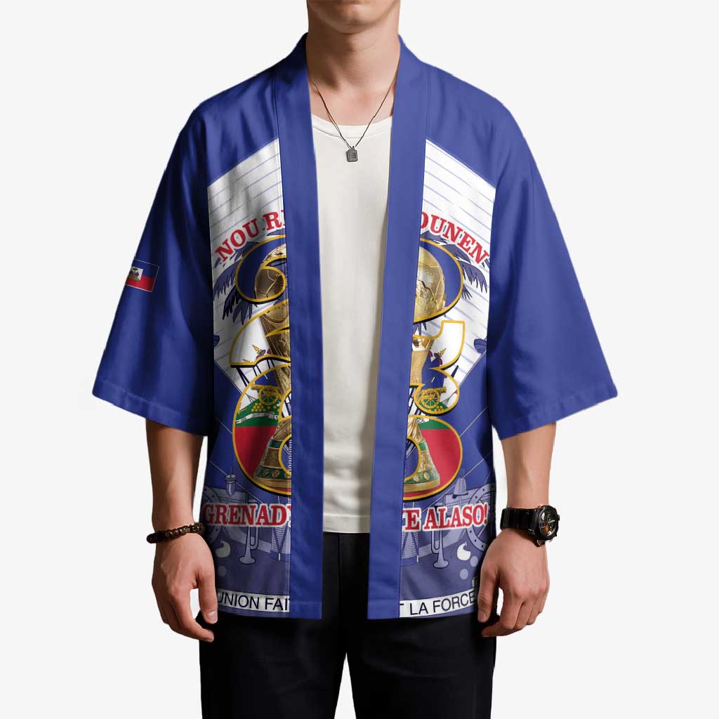 Personalized Les Grenadiers Haiti Football Kimono 2026 Nou Retounen White Version - Wonder Print Shop