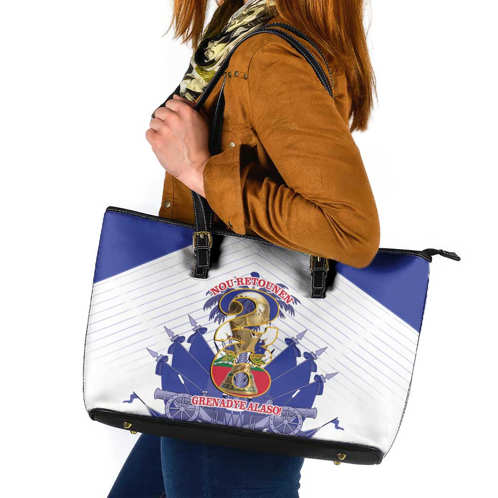 Les Grenadiers Haiti Football Leather Tote Bag 2026 Nou Retounen White Version - Wonder Print Shop