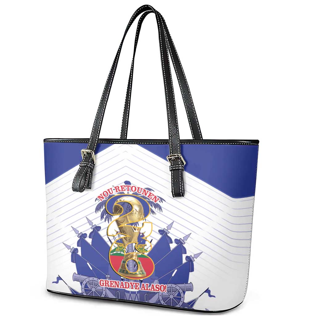 Les Grenadiers Haiti Football Leather Tote Bag 2026 Nou Retounen White Version - Wonder Print Shop