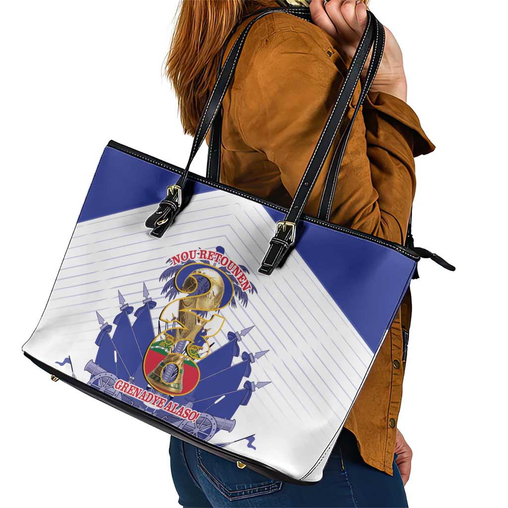 Les Grenadiers Haiti Football Leather Tote Bag 2026 Nou Retounen White Version - Wonder Print Shop