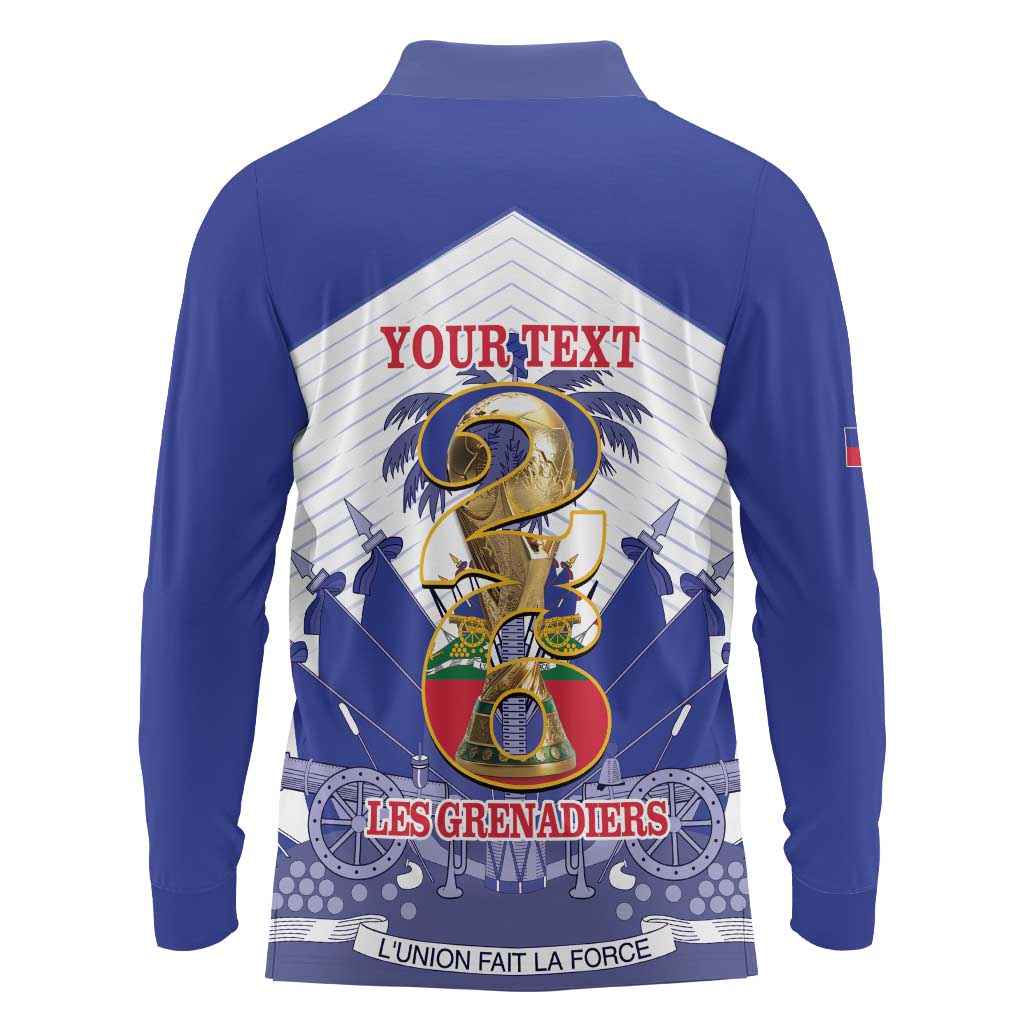 Personalized Les Grenadiers Haiti Football Long Sleeve Polo Shirt 2026 Nou Retounen White Version - Wonder Print Shop