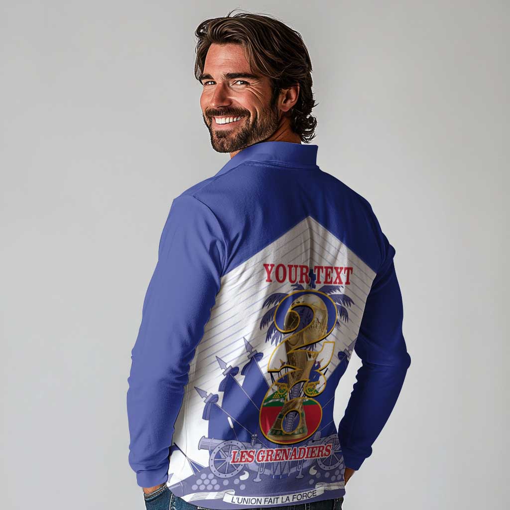 Personalized Les Grenadiers Haiti Football Long Sleeve Polo Shirt 2026 Nou Retounen White Version - Wonder Print Shop