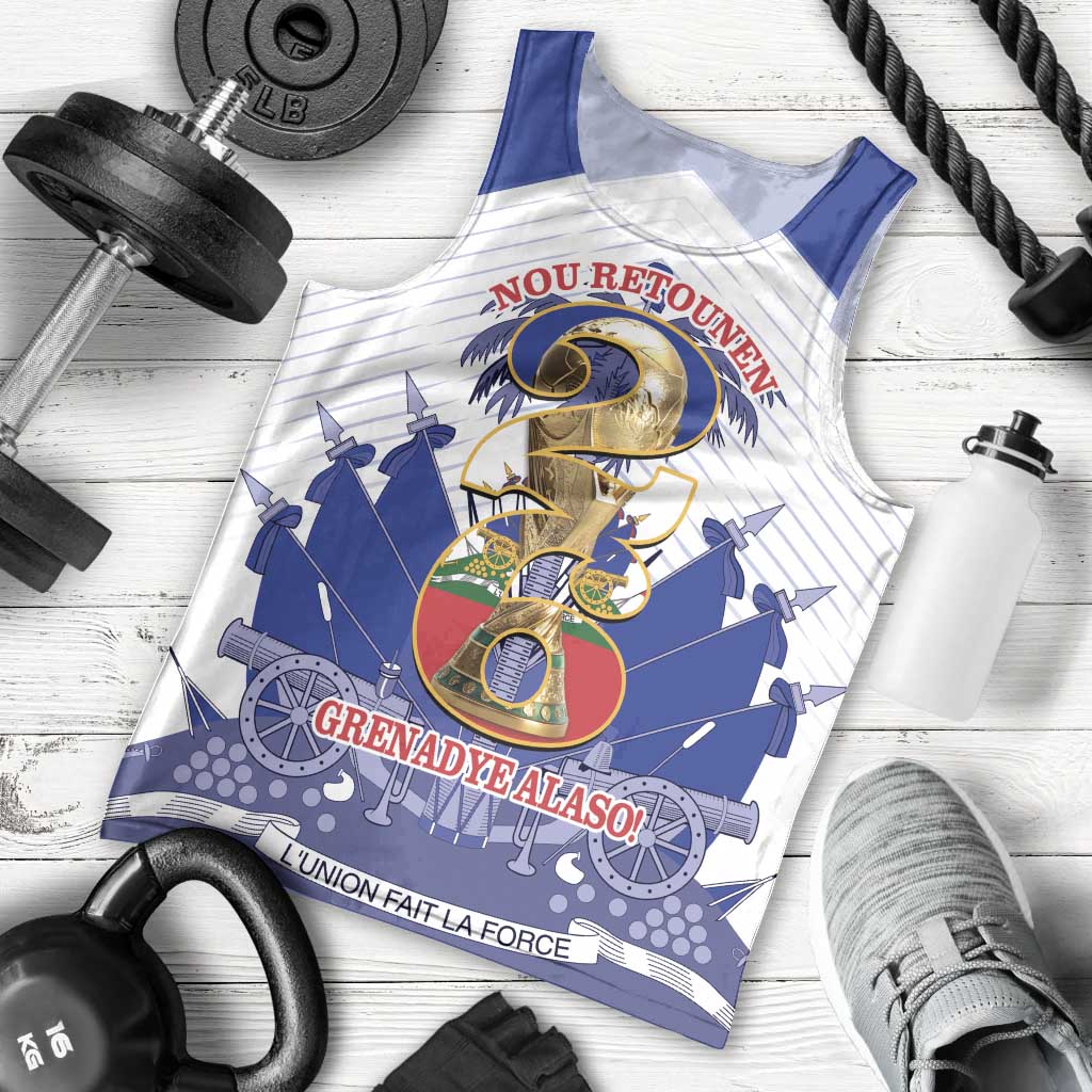 Personalized Les Grenadiers Haiti Football Men Tank Top 2026 Nou Retounen White Version - Wonder Print Shop
