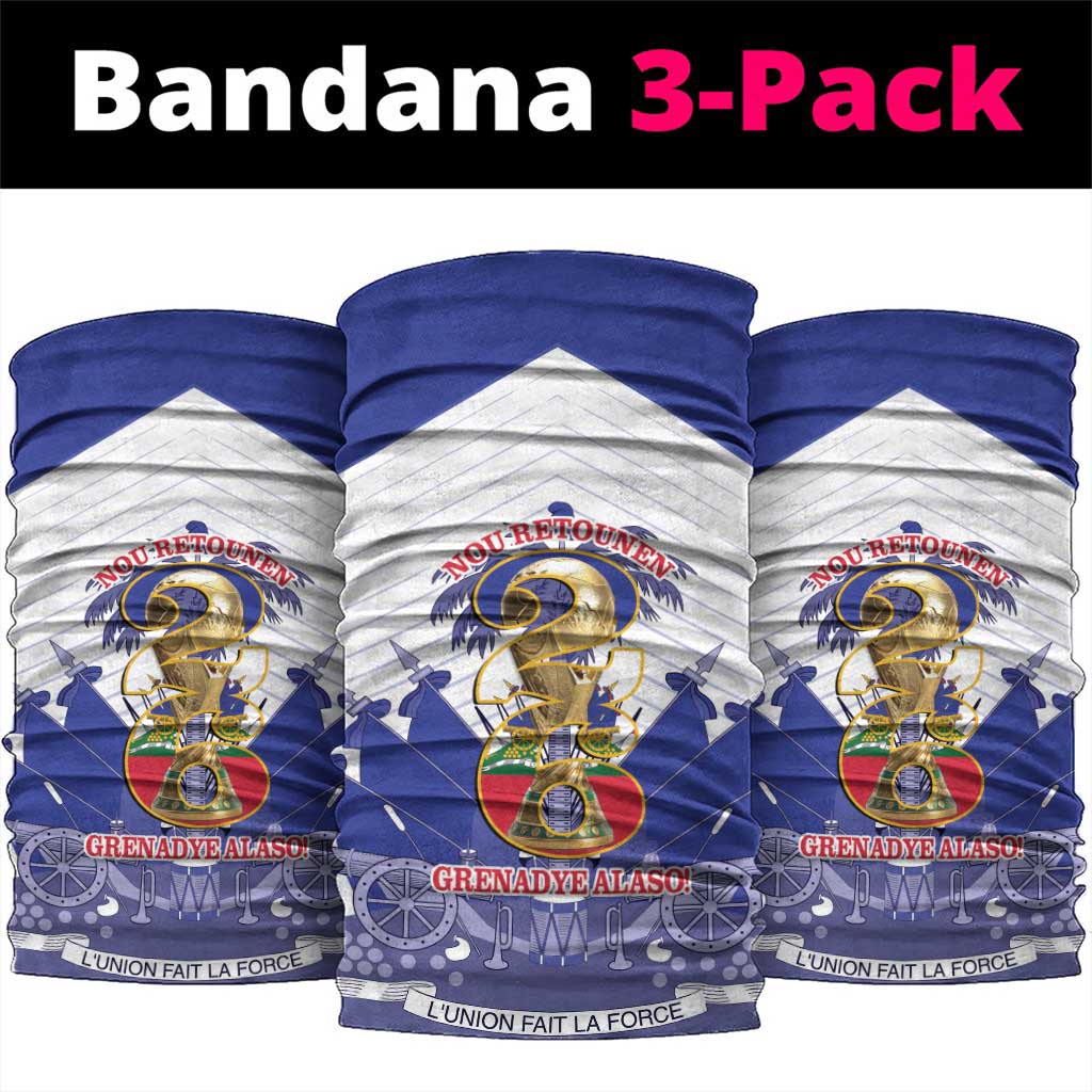 Les Grenadiers Haiti Football Neck Gaiter 2026 Nou Retounen White Version - Wonder Print Shop