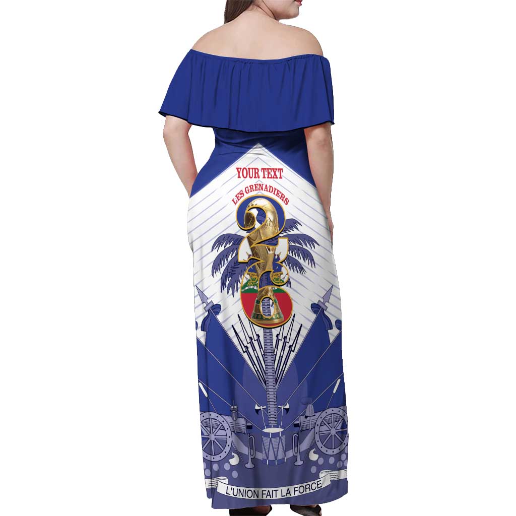 Personalized Les Grenadiers Haiti Football Off Shoulder Maxi Dress 2026 Nou Retounen White Version - Wonder Print Shop