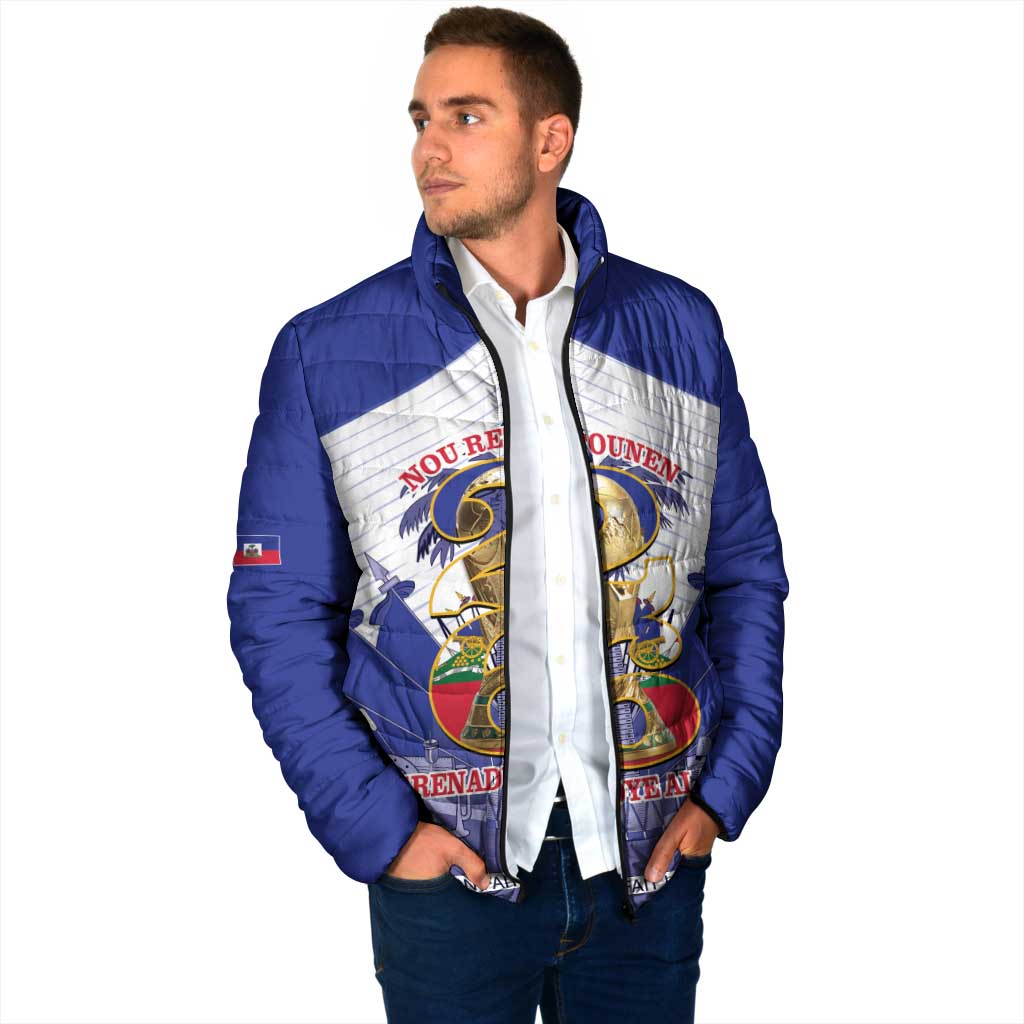 Personalized Les Grenadiers Haiti Football Padded Jacket 2026 Nou Retounen White Version - Wonder Print Shop