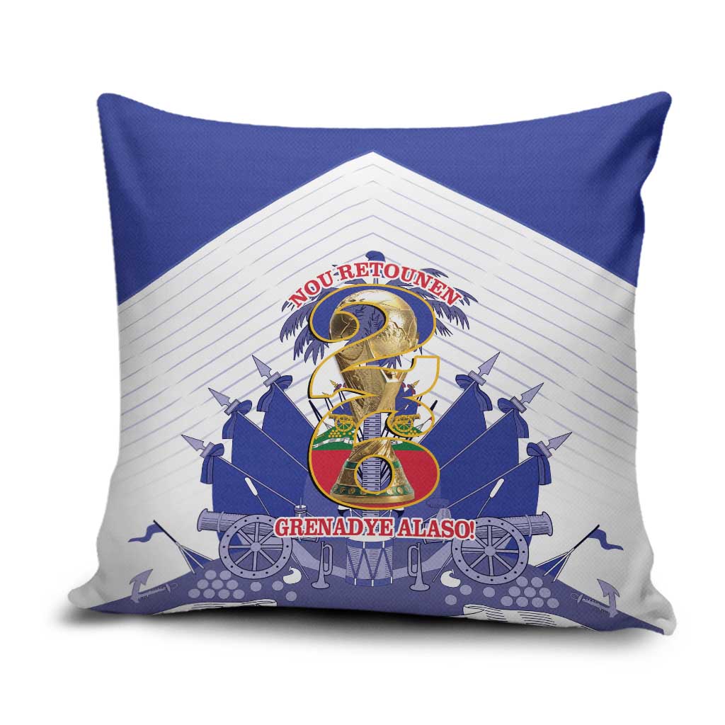 Les Grenadiers Haiti Football Pillow Cover 2026 Nou Retounen White Version - Wonder Print Shop