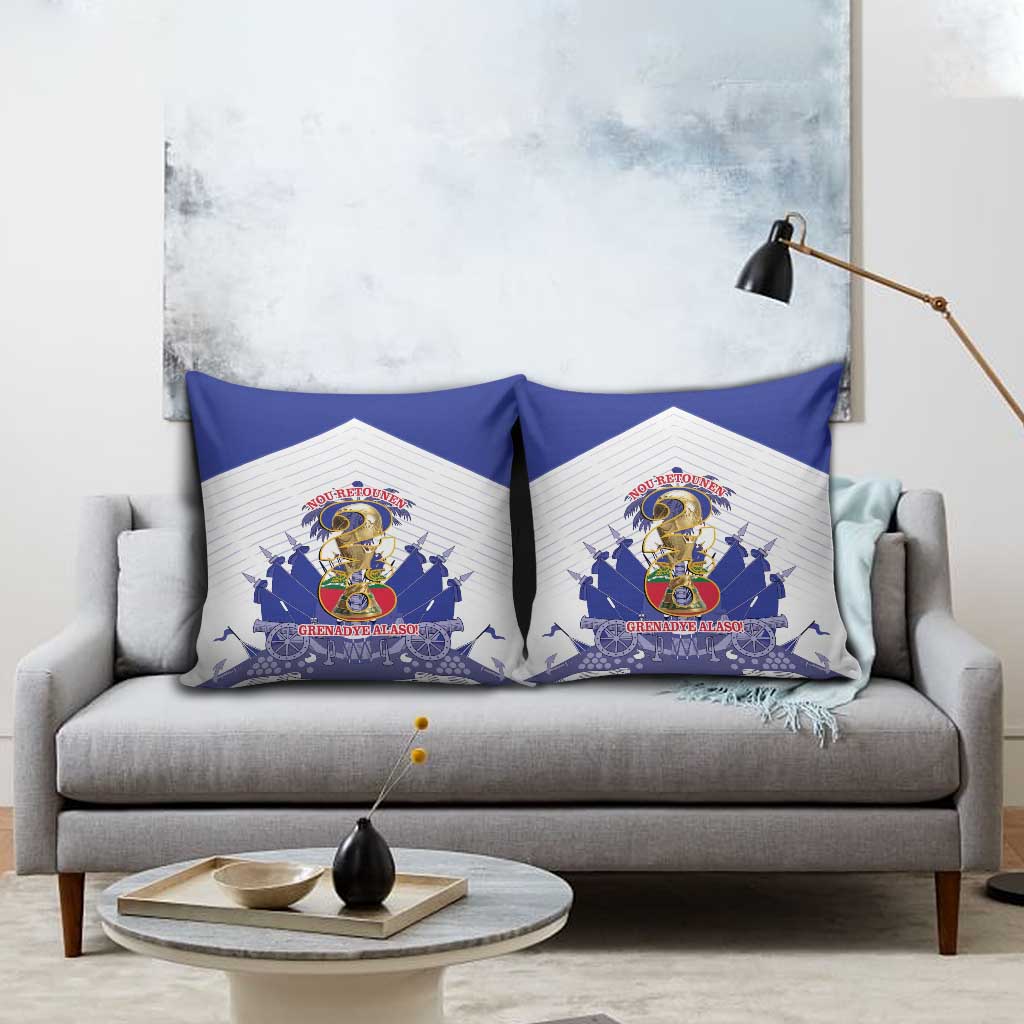 Les Grenadiers Haiti Football Pillow Cover 2026 Nou Retounen White Version - Wonder Print Shop