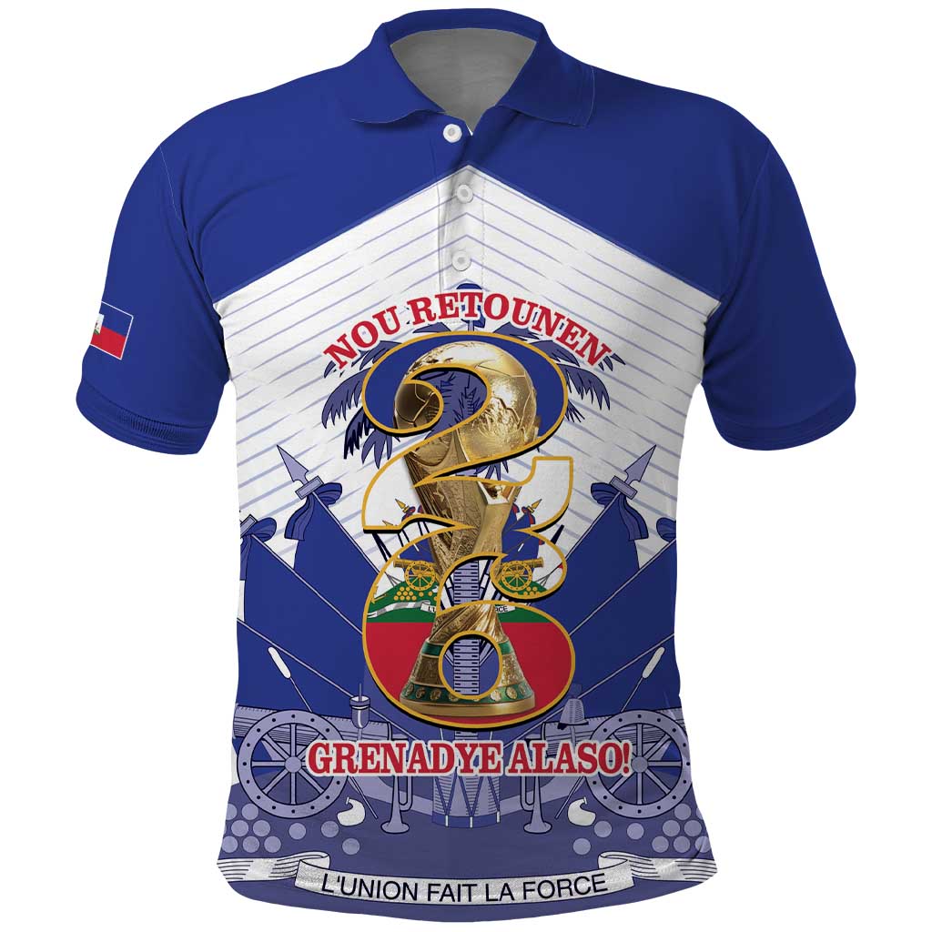 Personalized Les Grenadiers Haiti Football Polo Shirt 2026 Nou Retounen White Version - Wonder Print Shop