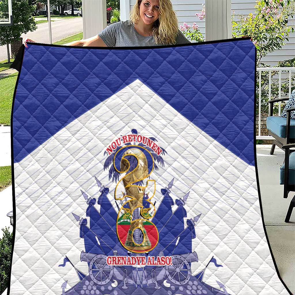 Les Grenadiers Haiti Football Quilt 2026 Nou Retounen White Version - Wonder Print Shop