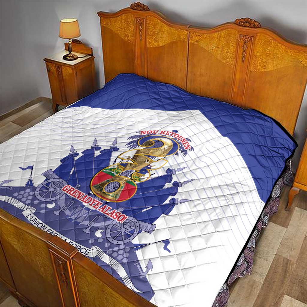 Les Grenadiers Haiti Football Quilt 2026 Nou Retounen White Version - Wonder Print Shop