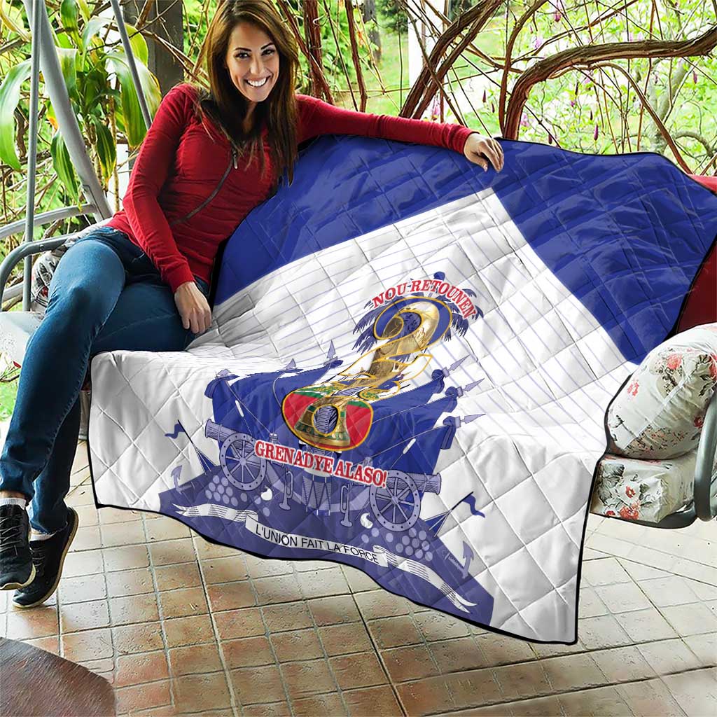 Les Grenadiers Haiti Football Quilt 2026 Nou Retounen White Version - Wonder Print Shop