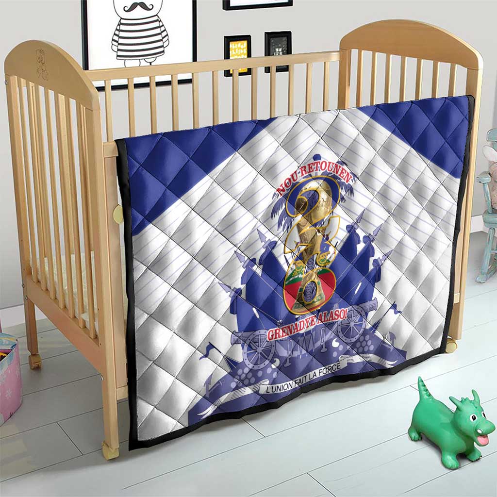 Les Grenadiers Haiti Football Quilt 2026 Nou Retounen White Version - Wonder Print Shop