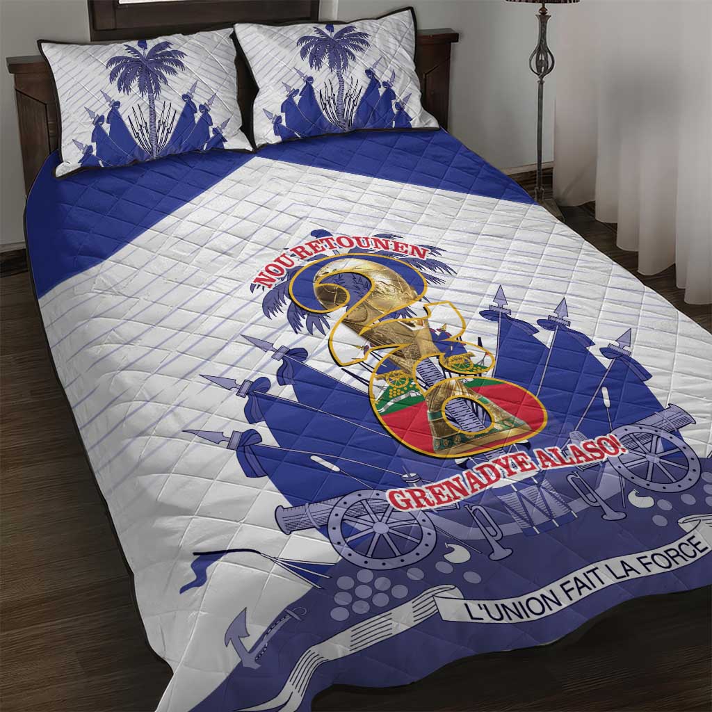 Les Grenadiers Haiti Football Quilt Bed Set 2026 Nou Retounen White Version - Wonder Print Shop