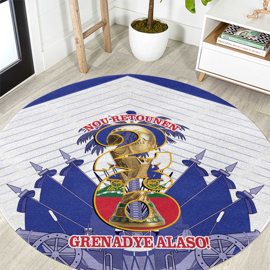 Les Grenadiers Haiti Football Round Carpet 2026 Nou Retounen White Version - Wonder Print Shop