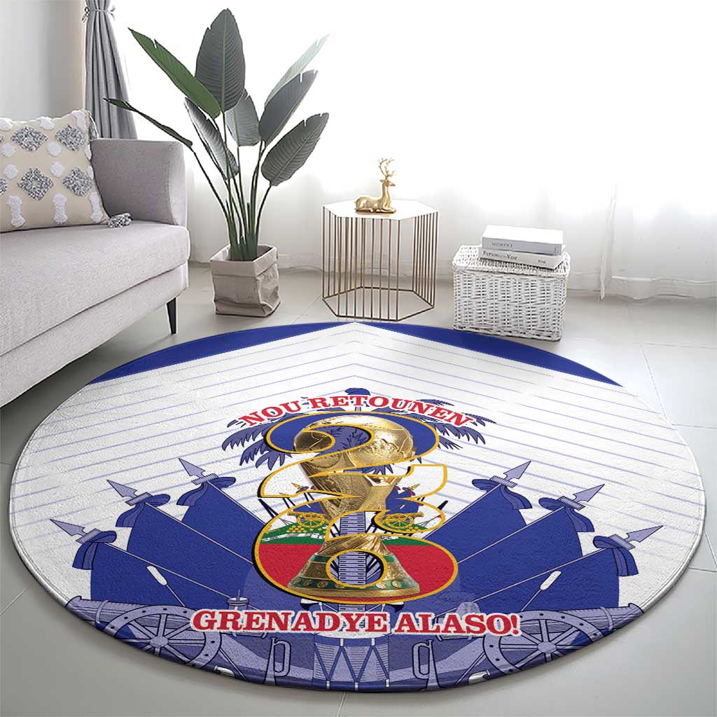 Les Grenadiers Haiti Football Round Carpet 2026 Nou Retounen White Version - Wonder Print Shop