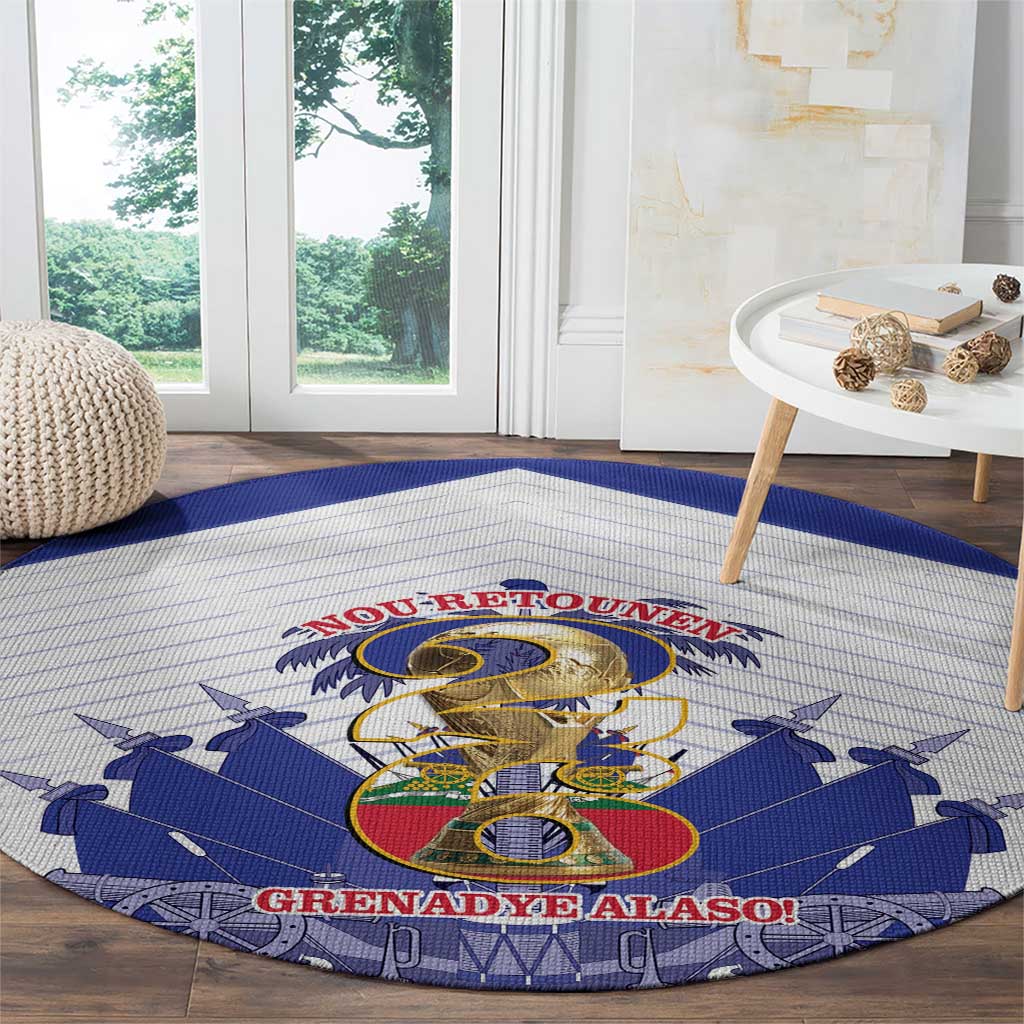Les Grenadiers Haiti Football Round Carpet 2026 Nou Retounen White Version - Wonder Print Shop