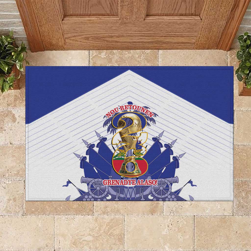 Les Grenadiers Haiti Football Rubber Doormat 2026 Nou Retounen White Version - Wonder Print Shop
