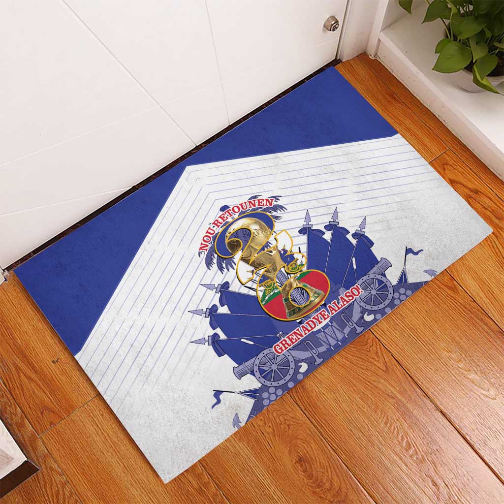 Les Grenadiers Haiti Football Rubber Doormat 2026 Nou Retounen White Version - Wonder Print Shop