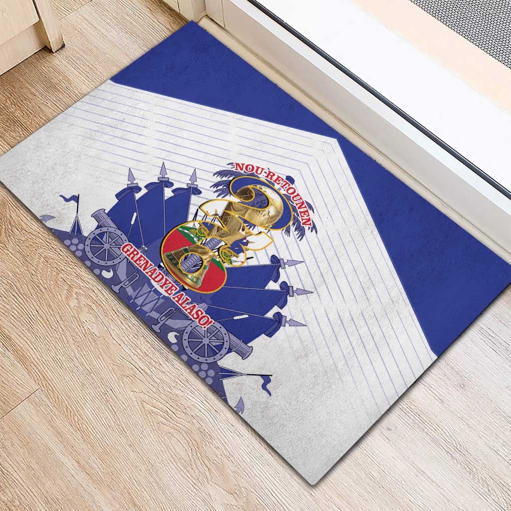 Les Grenadiers Haiti Football Rubber Doormat 2026 Nou Retounen White Version - Wonder Print Shop