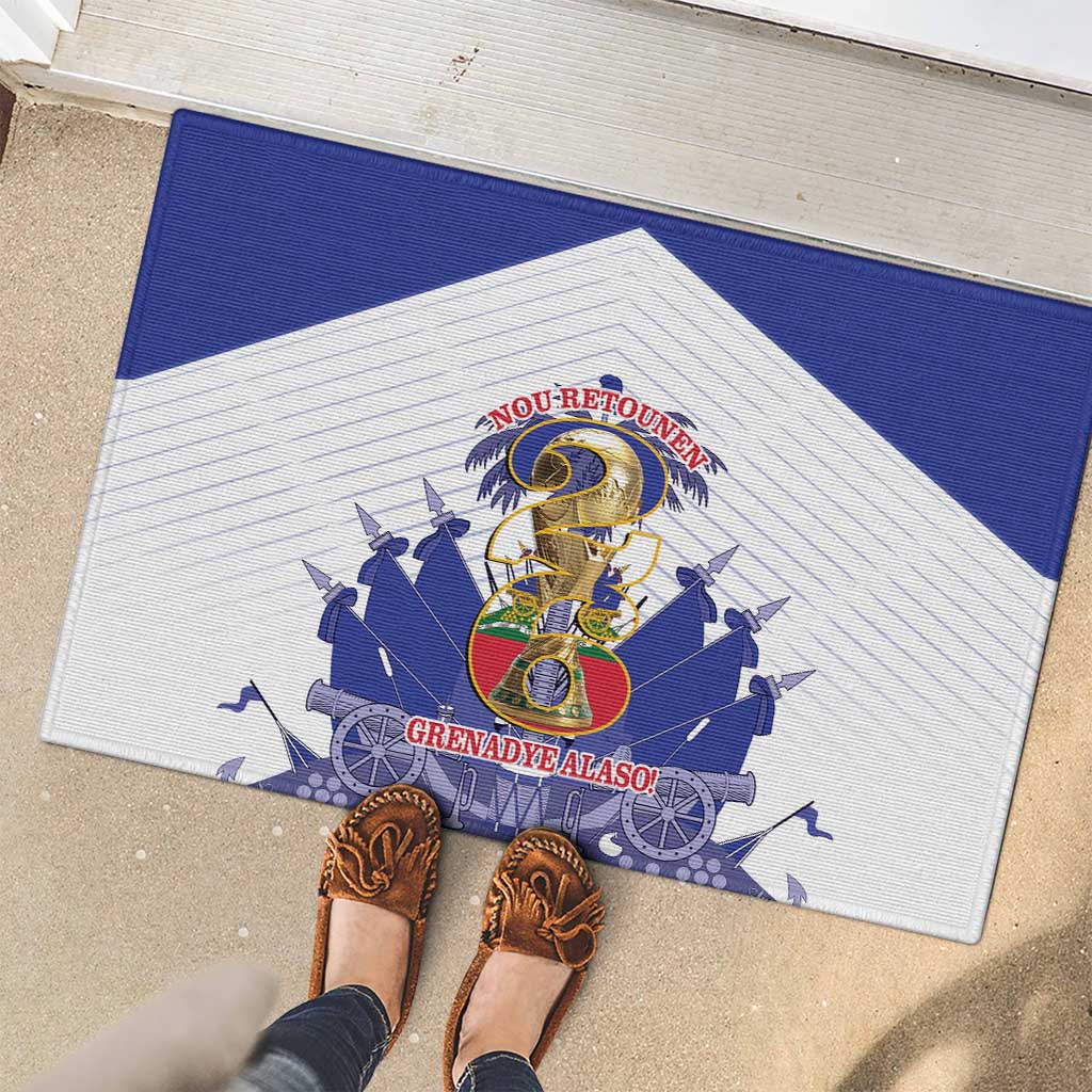 Les Grenadiers Haiti Football Rubber Doormat 2026 Nou Retounen White Version - Wonder Print Shop