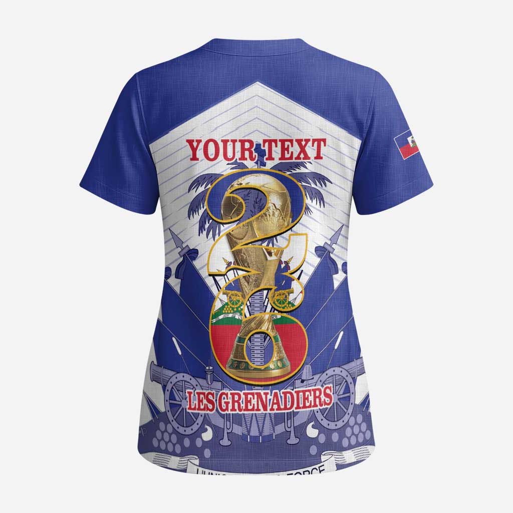 Personalized Les Grenadiers Haiti Football Scrub Top 2026 Nou Retounen White Version - Wonder Print Shop