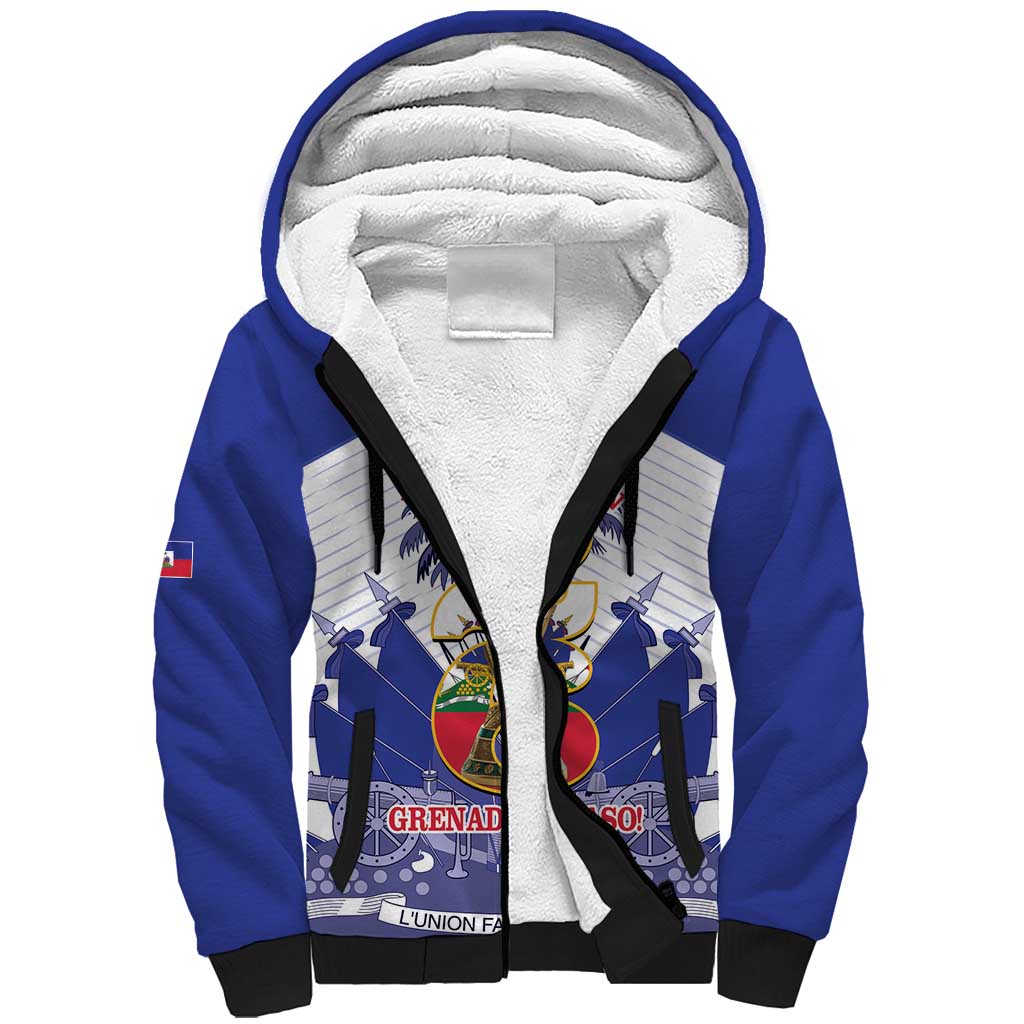 Personalized Les Grenadiers Haiti Football Sherpa Hoodie 2026 Nou Retounen White Version - Wonder Print Shop