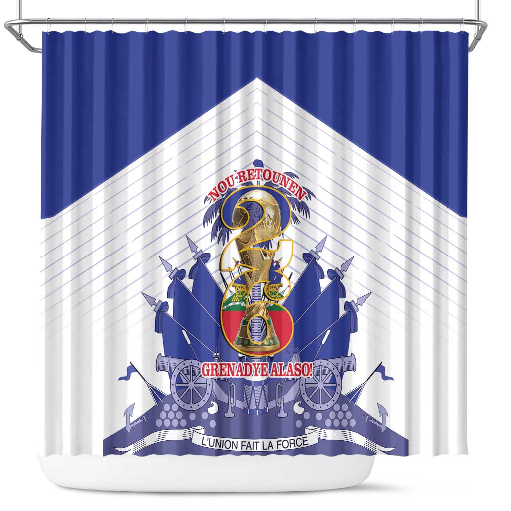 Les Grenadiers Haiti Football Shower Curtain 2026 Nou Retounen White Version - Wonder Print Shop
