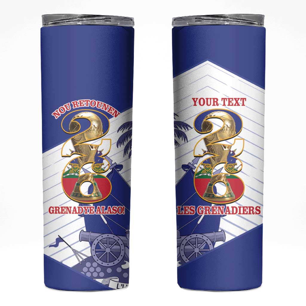 Personalized Les Grenadiers Haiti Football Skinny Tumbler 2026 Nou Retounen White Version - Wonder Print Shop