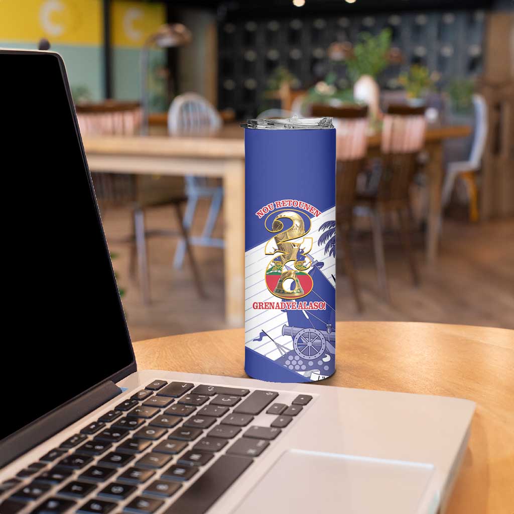 Personalized Les Grenadiers Haiti Football Skinny Tumbler 2026 Nou Retounen White Version - Wonder Print Shop
