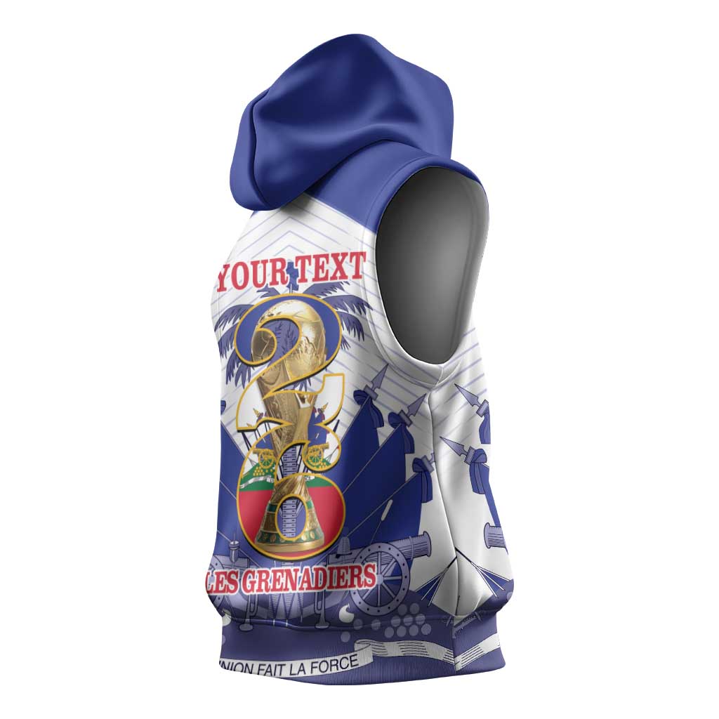 Personalized Les Grenadiers Haiti Football Sleeveless Hoodie 2026 Nou Retounen White Version - Wonder Print Shop