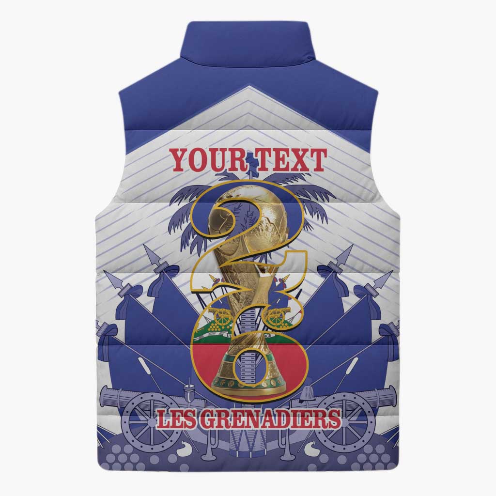 Personalized Les Grenadiers Haiti Football Sleeveless Puffer Jacket 2026 Nou Retounen White Version - Wonder Print Shop