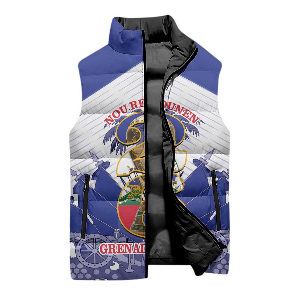 Personalized Les Grenadiers Haiti Football Sleeveless Puffer Jacket 2026 Nou Retounen White Version - Wonder Print Shop