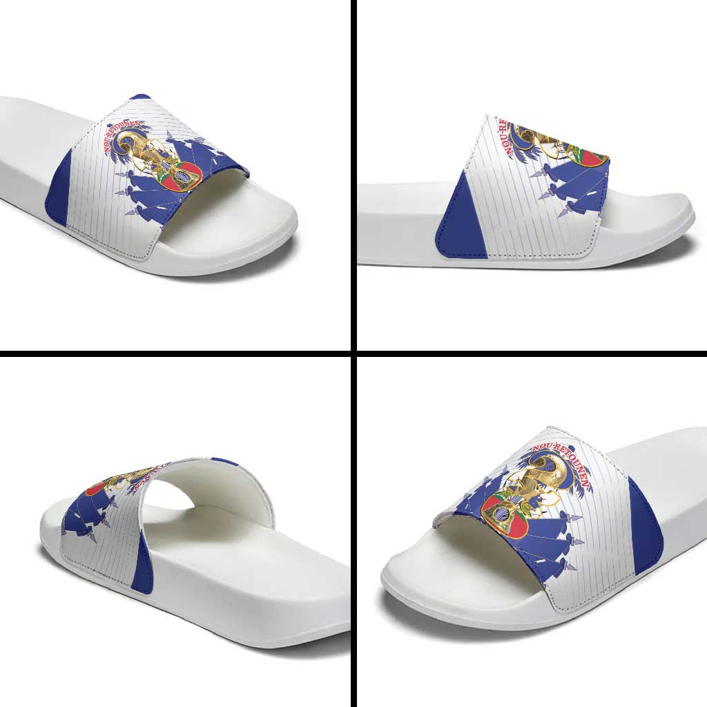 Les Grenadiers Haiti Football Slide Sandals 2026 Nou Retounen White Version - Wonder Print Shop