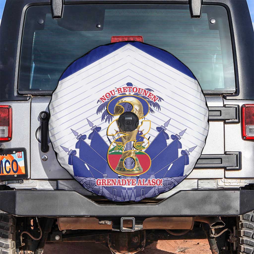 Les Grenadiers Haiti Football Spare Tire Cover 2026 Nou Retounen White Version - Wonder Print Shop