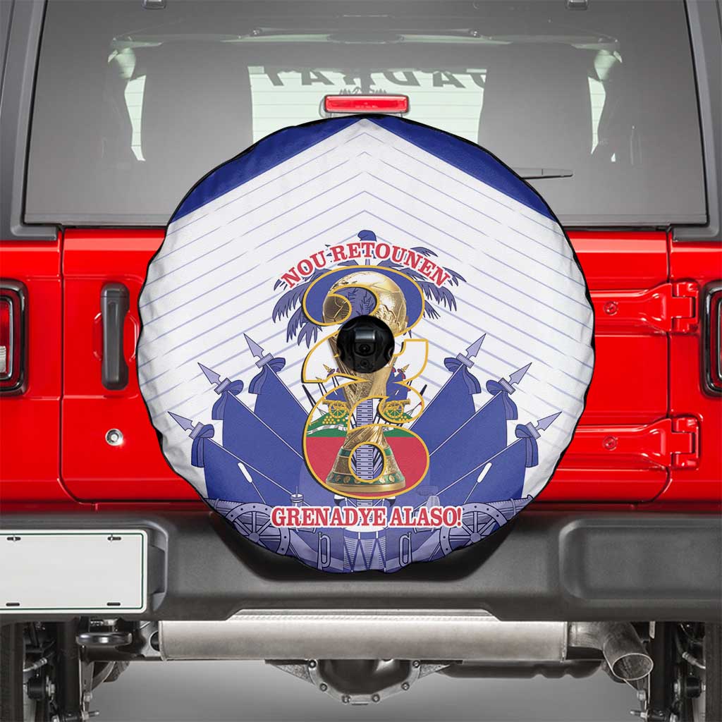 Les Grenadiers Haiti Football Spare Tire Cover 2026 Nou Retounen White Version - Wonder Print Shop