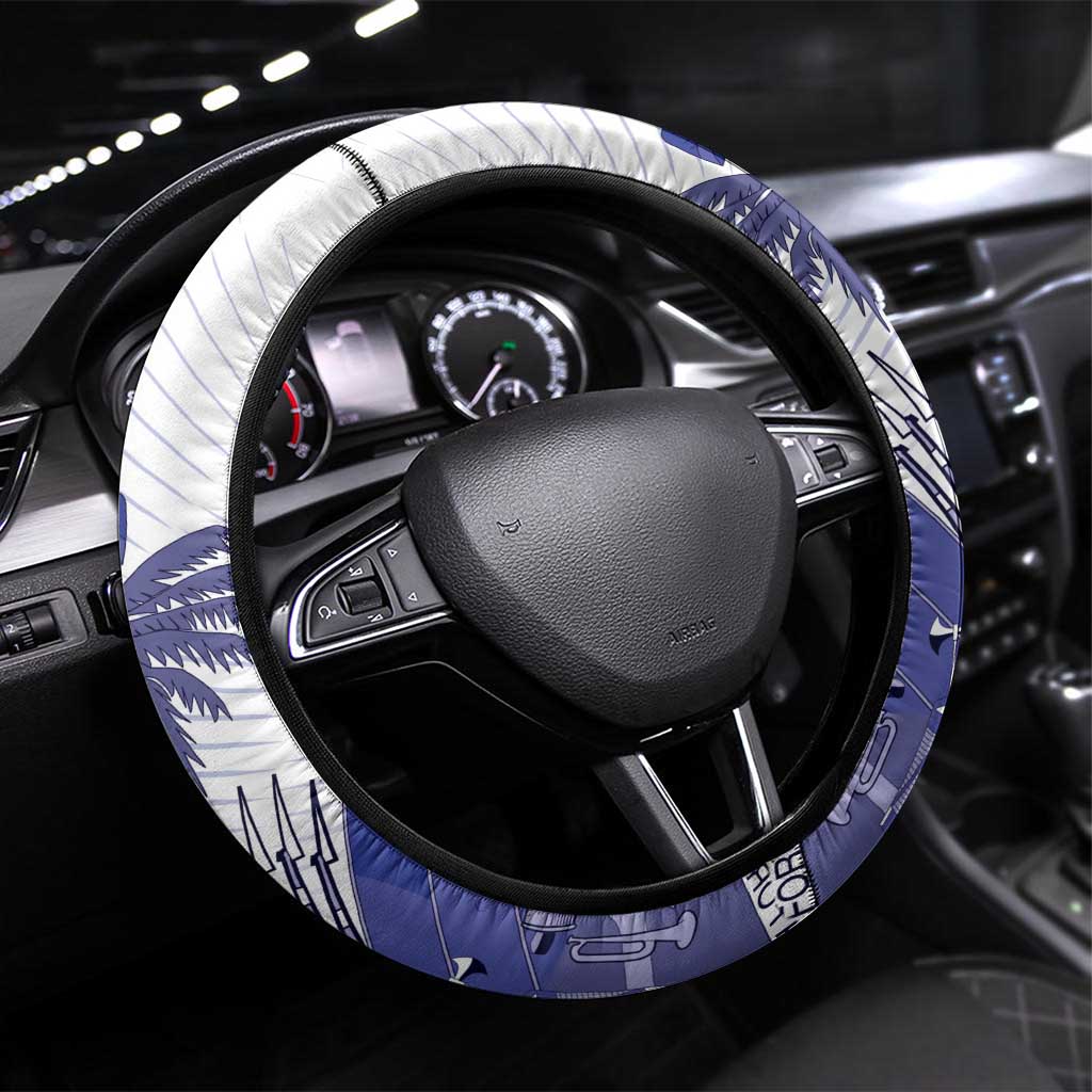 Les Grenadiers Haiti Football Steering Wheel Cover 2026 Nou Retounen White Version - Wonder Print Shop