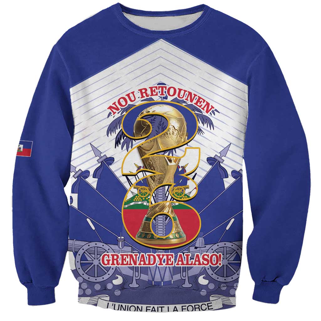 Personalized Les Grenadiers Haiti Football Sweatshirt 2026 Nou Retounen White Version - Wonder Print Shop