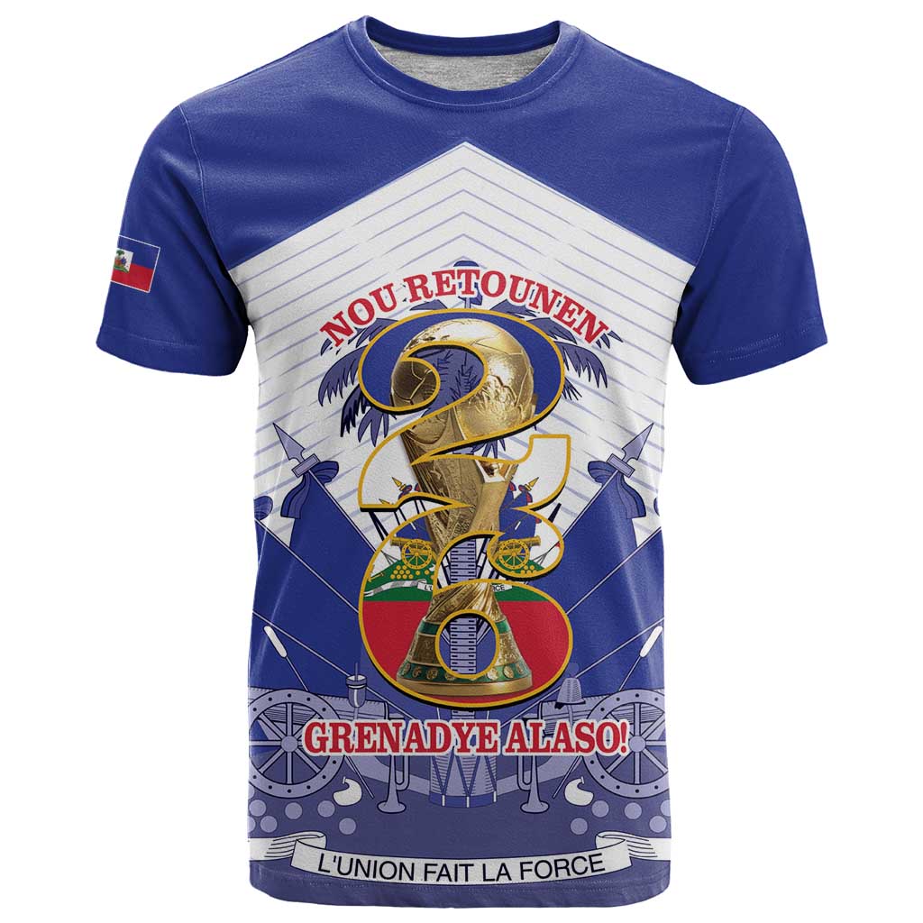 Personalized Les Grenadiers Haiti Football T Shirt 2026 Nou Retounen White Version - Wonder Print Shop