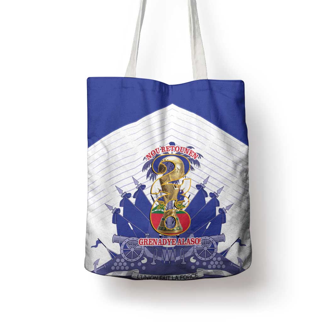 Les Grenadiers Haiti Football Tote Bag 2026 Nou Retounen White Version - Wonder Print Shop