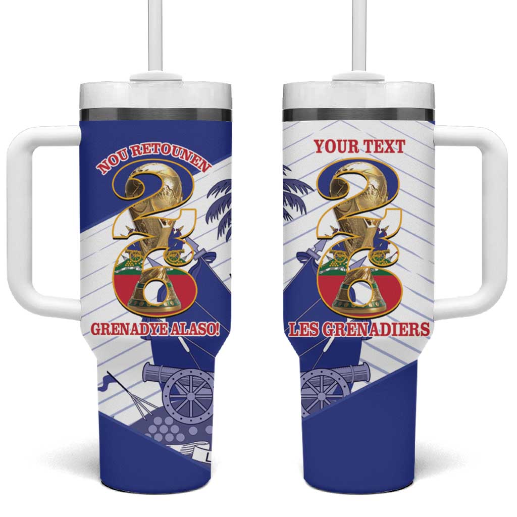 Personalized Les Grenadiers Haiti Football Tumbler With Handle 2026 Nou Retounen White Version - Wonder Print Shop